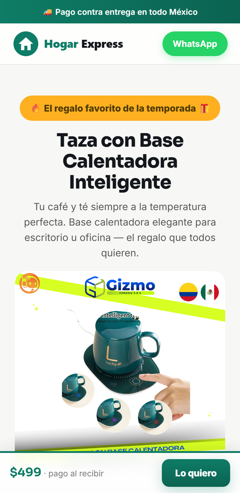 Landing de venta de un producto vista en un teléfono